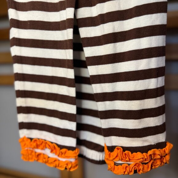 Emily Rose Girls Leggings Halloween Fall Stripes w/ Orange Ruffle Size 8 - Picture 1 of 3